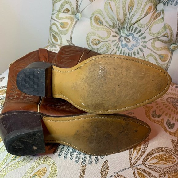 Men’s Acme Rich Brown Leather Western Cowboy Boots - Picture 4 of 5